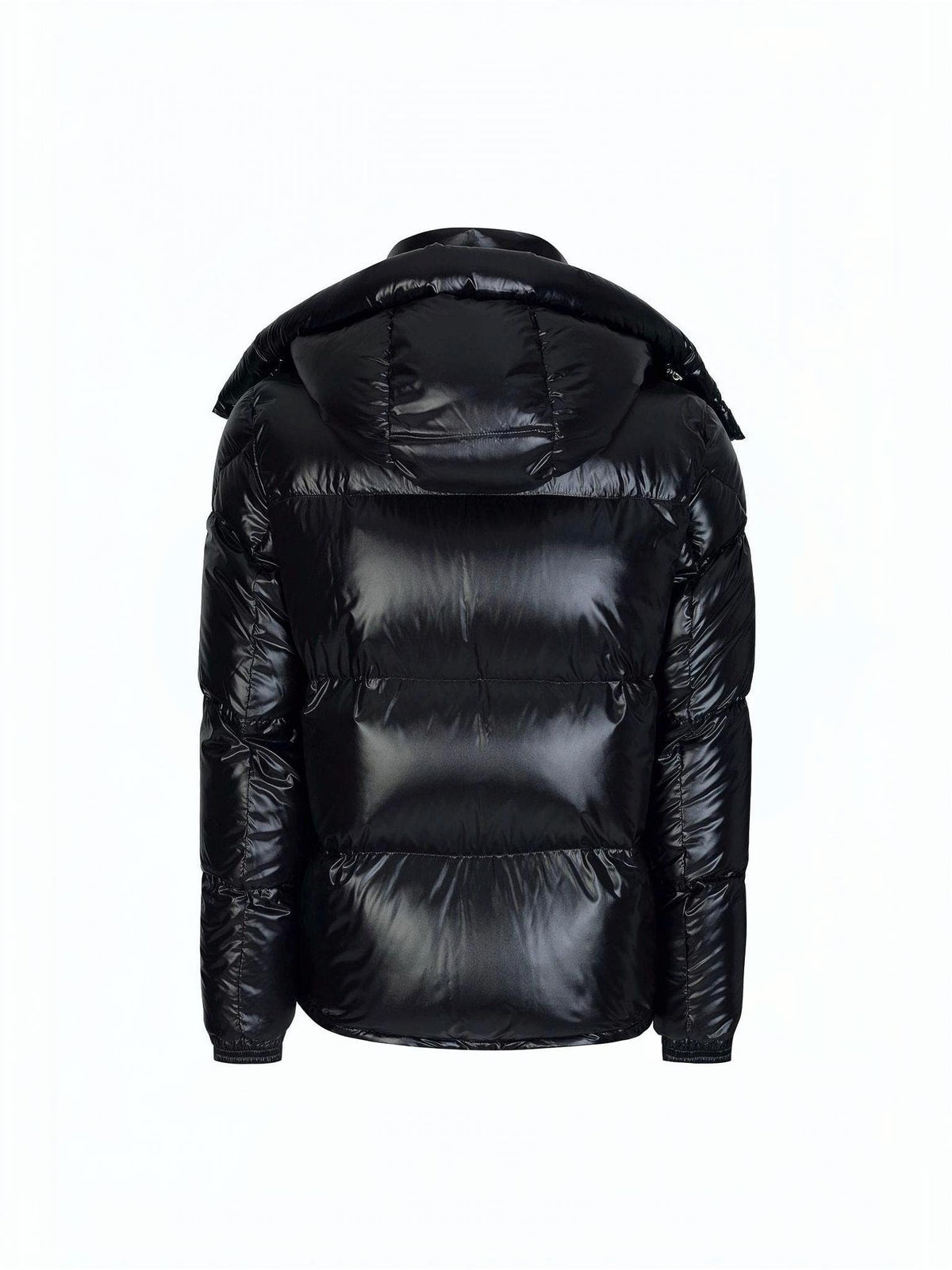 Moncler Giacca Piumino Nero Lucido con Cappuccio