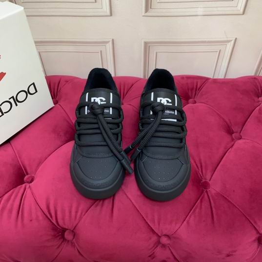 D&G Black Calfskin Low-Top Sneakers