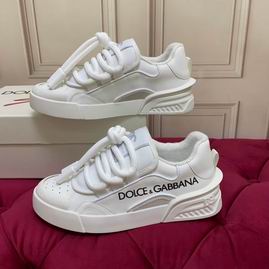 D&G White Calfskin Low-Top Sneakers