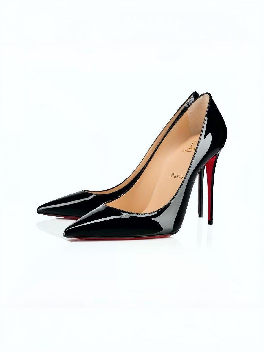 Christian Louboutin Décolleté Nera in Vernice con Tacco Alto